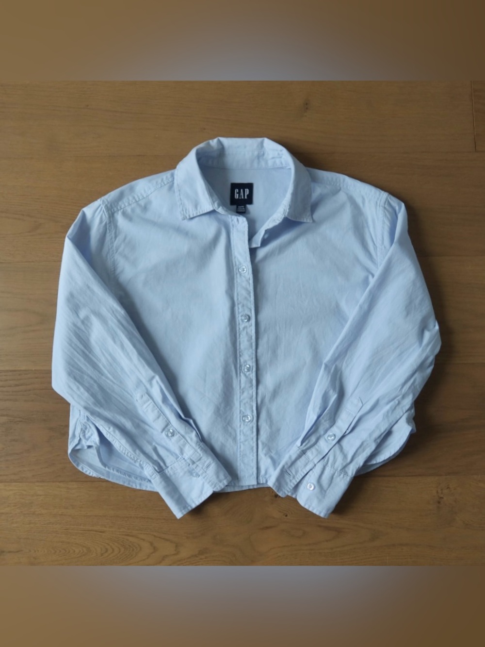 GAP Light Blue Cropped Button-Up Shirt